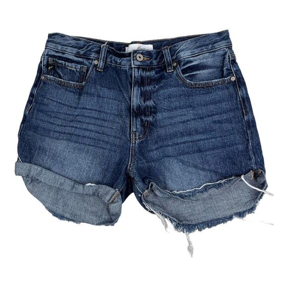 KANCAN JEANS Pants - Kancan Distressed High Waisted Frayed Hem Cuffed Denim Shorts Women’s Size 11/29